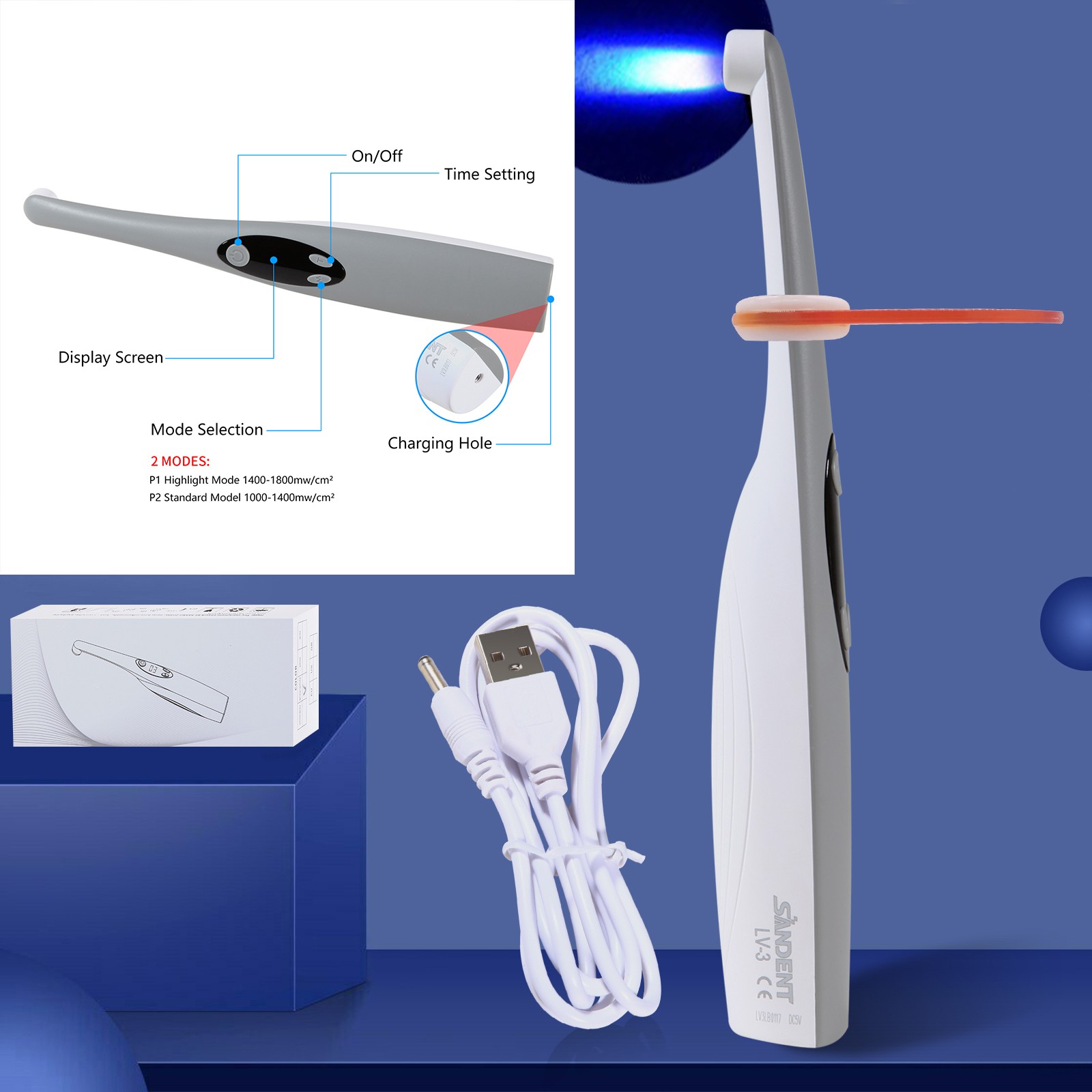 Dental Estilo Woodpecker Lampara /Fotocurado con Sistema de Blanqueamien