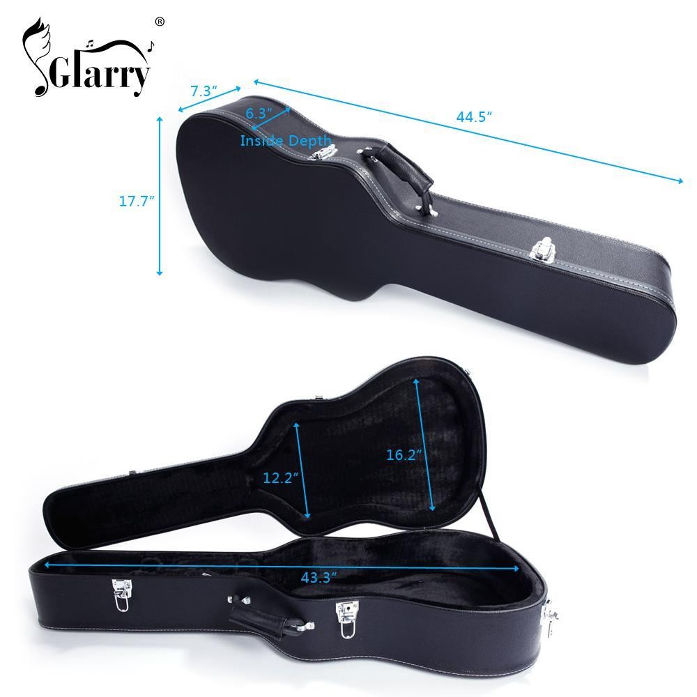 Glarry 41" Flat Surface Artificial Leather Acoustic Guitar Hard Shell Case US