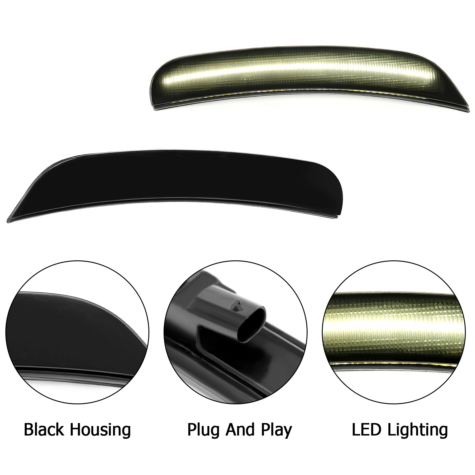 4x Smoked LED Side Marker Lights For 15-22 Dodge Charger R/T Scat Pack SXT SRT