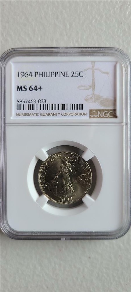 Philippines 25 Centavos 1964 NGC MS 64+