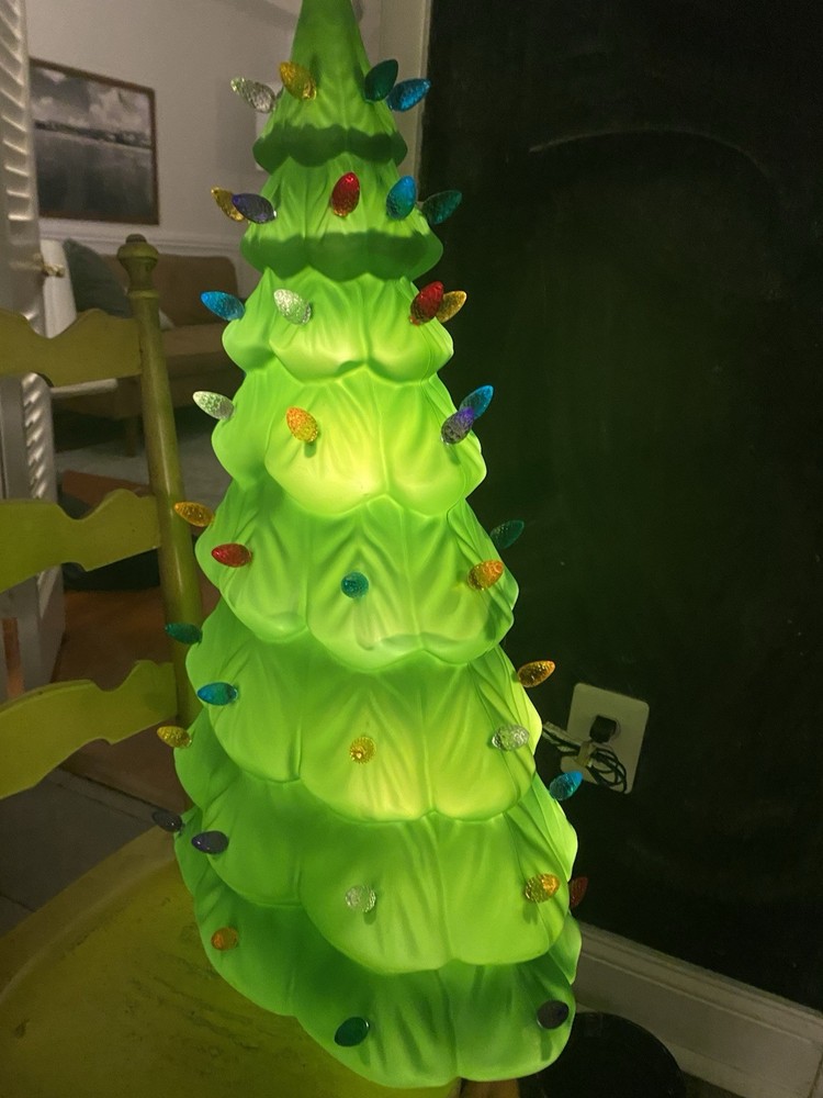 Plastic Blow Mold Lighted Christmas Tree 27”