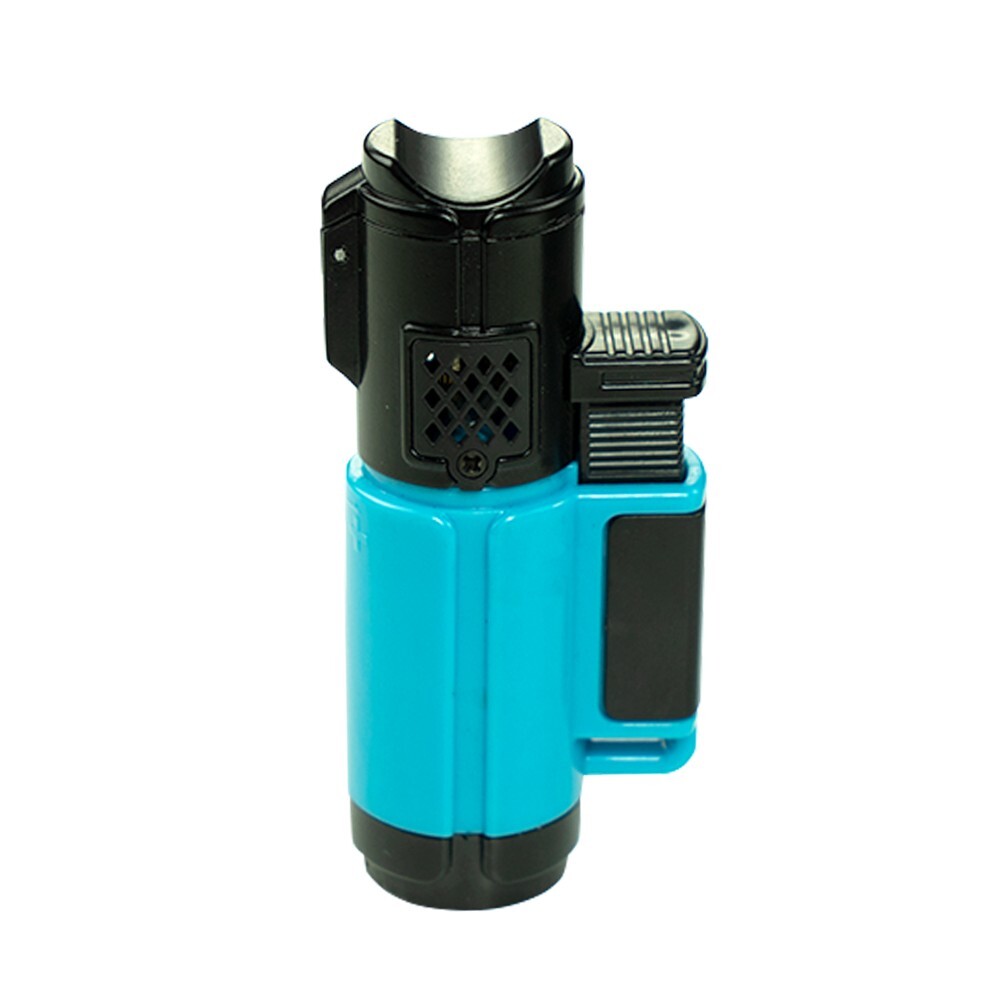 Triple Jet Flame Torch Lighter Refillable Lockable Windproof W/ Cigar Puncher
