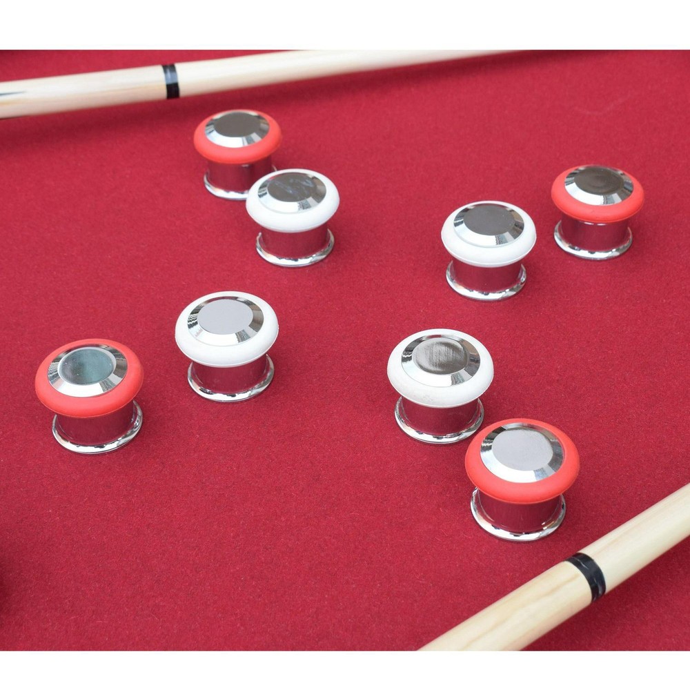 Bumper Pool Table with Walnut Finish and Red Felt - Includes Reversible Tabletop