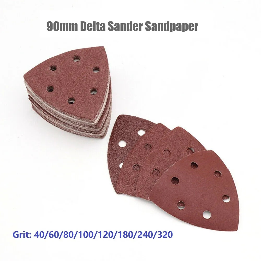 20pcs Sandpaper Triangular Sanding Discs Hook And Loop Aluminum Oxide Pads 90mm