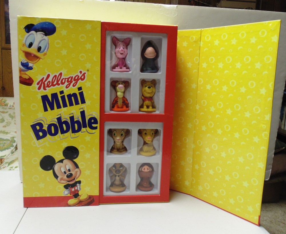 Disney Collection Kellogg's Mini Bobble Head 2003 Complete Set with Storage Case