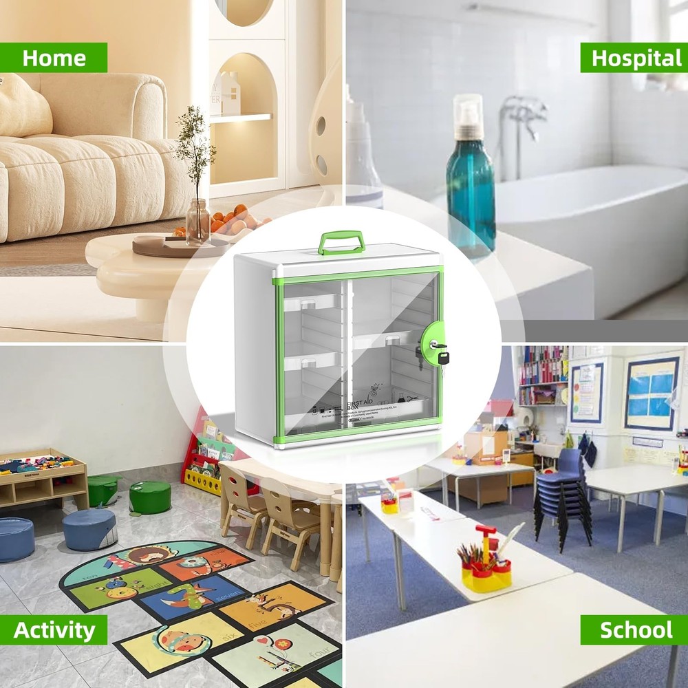 Locking Medicine Cabinet Wall Mounted and Portable Storage Container Big Capacit