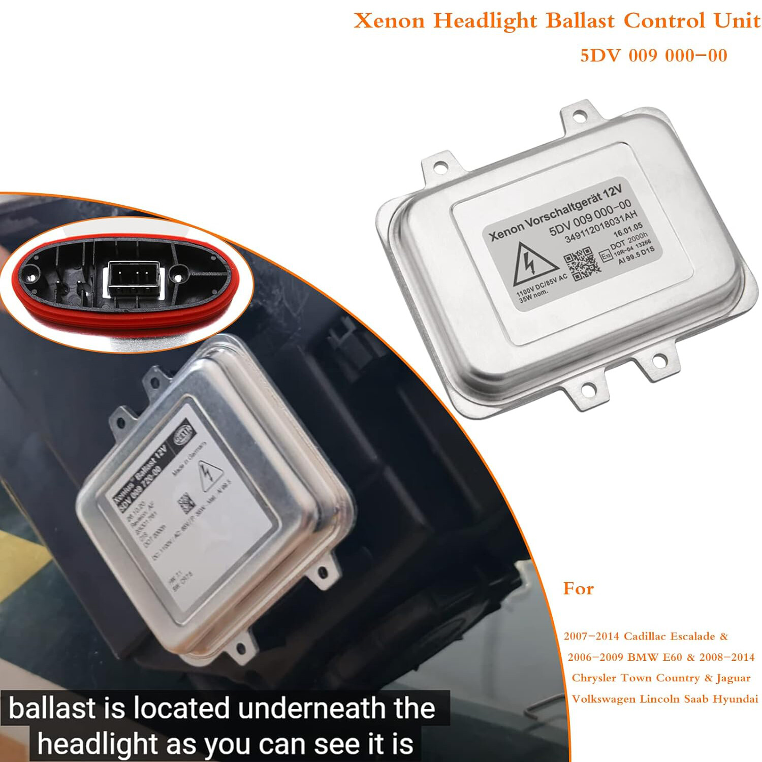 Headlight Ballast Set of 2 Xenon HID Module Unit For Cadillac Escalade 2007-2014