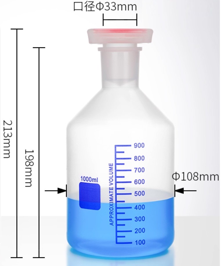 100–2000ml Plastic Reagent Bottle PP Ground Joint Stopper Lab Container
