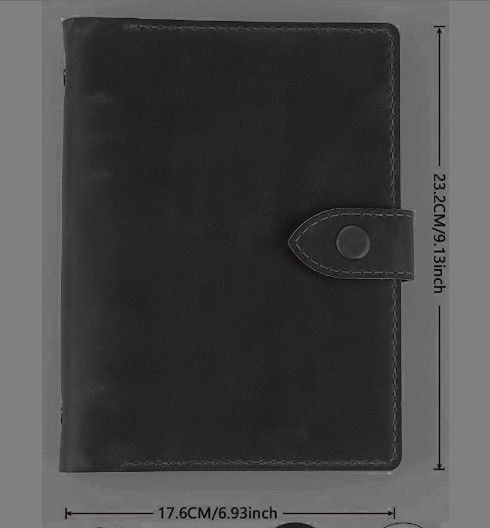 A5 loose leaf Writing notes Notebook binder Diary Notepad leather black Q408