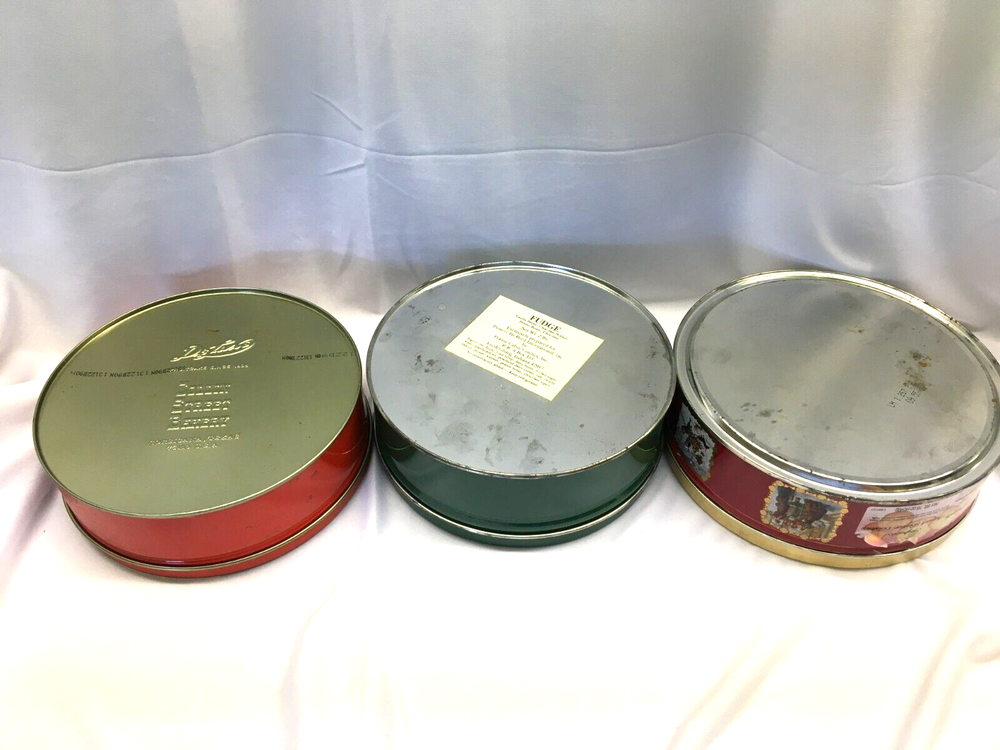 3 Round Christmas Tins EMPTY