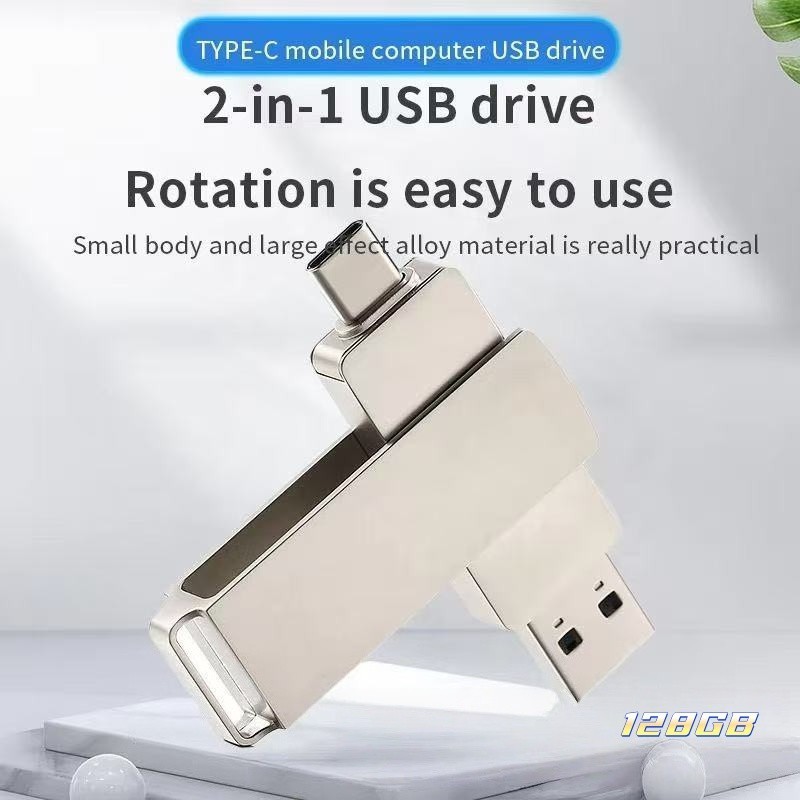 128GB USB 3.0 & Type‑C Dual Interface Solid State Flash Drive High Speed SSD U D