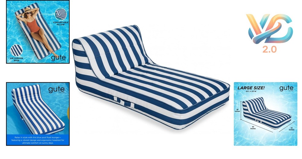 Blue Pool Float Lounger Recliner Large Water float Relaxing Sunbathing