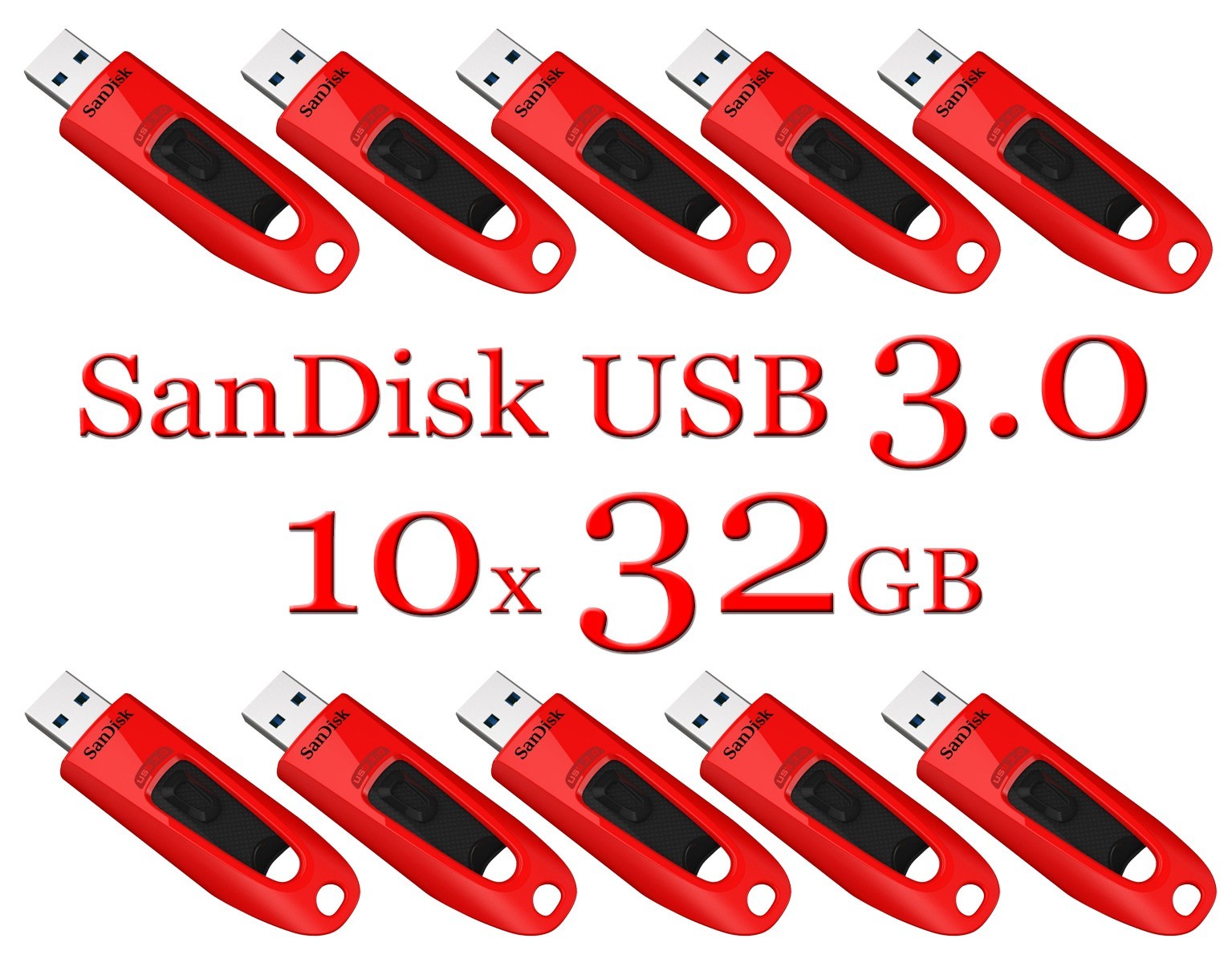 SanDisk 32GB LOT 10x ULTRA USB 3.0 flash drive SDCZ48-032G 32 GB read 100 MB/s R