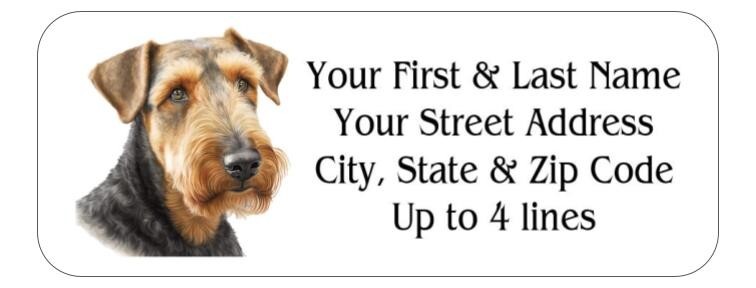 150 Airedale Terrier Dog Mailing Return Address Labels Personalized