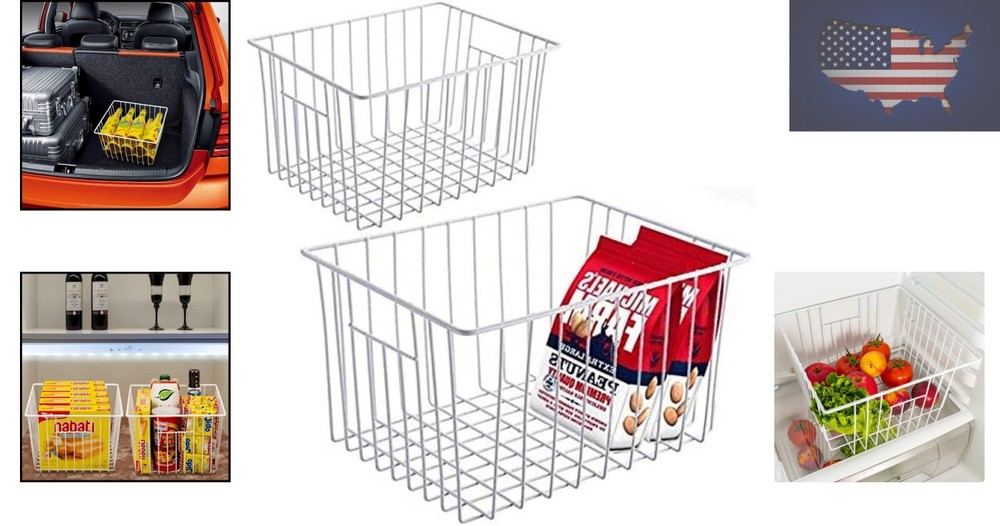 Portable Wire Storage Baskets for Kitchen or Bathroom - Easy Clean & Organize