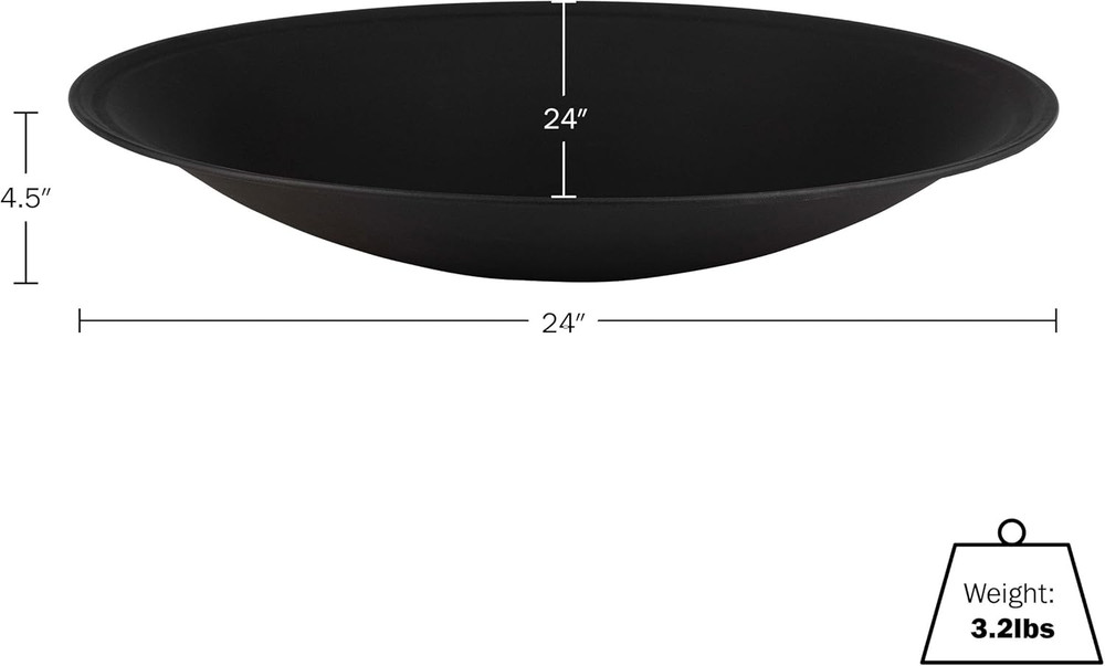 Fire Bowl - 24In Firepit Insert for DIY Fire Ring or Replacement - High Temp Fin