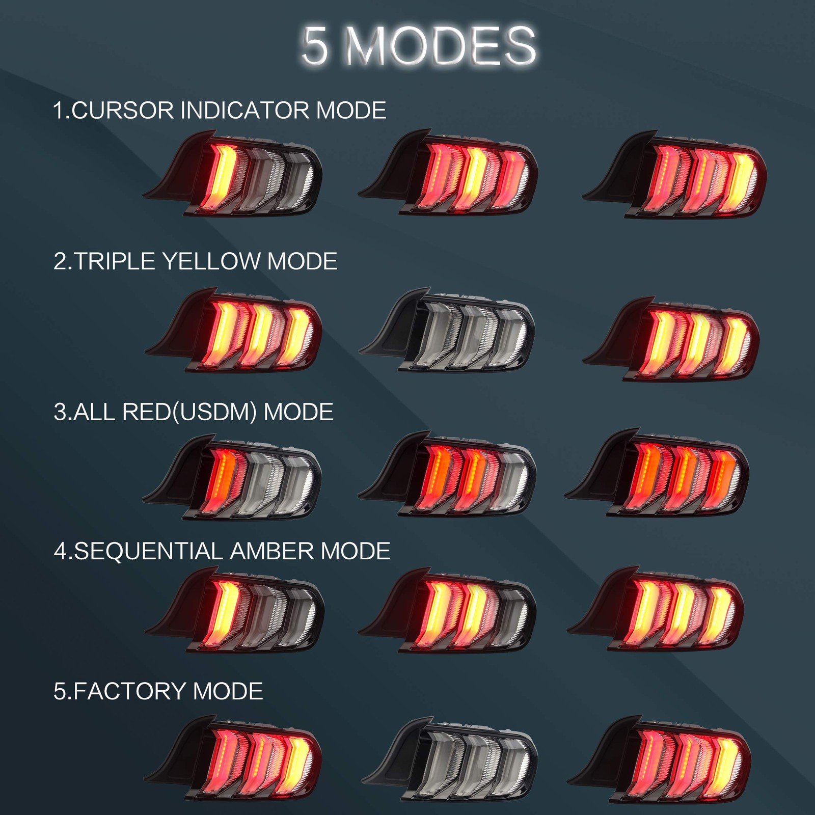 Tail lights Assembly Fit for 2015-2020 Ford Mustang 6th Gen Plug-and-play