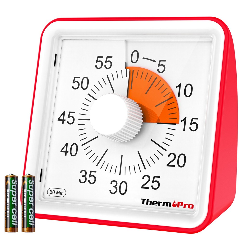 ThermoPro TM021 Visual Timer for Kids 60-Minute Countdown Kitchen Timer Silent