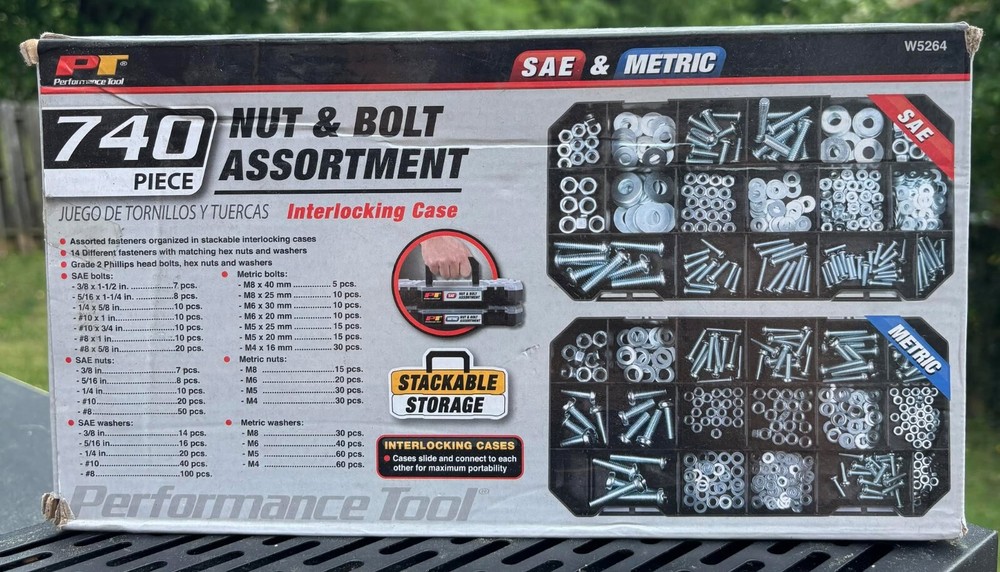 BRAND NEW Performance Tool W5264 - 740 Pc Stacking Interlocking