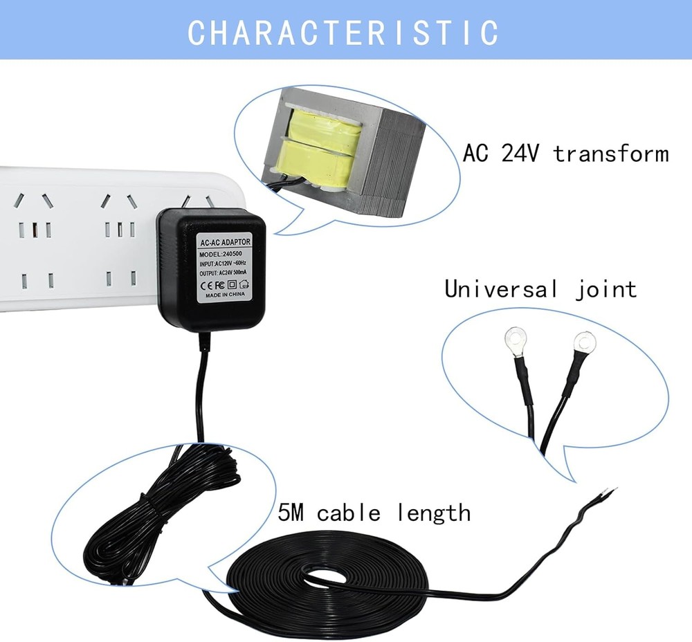 24V Transformer Doorbell Power Adapter Cable