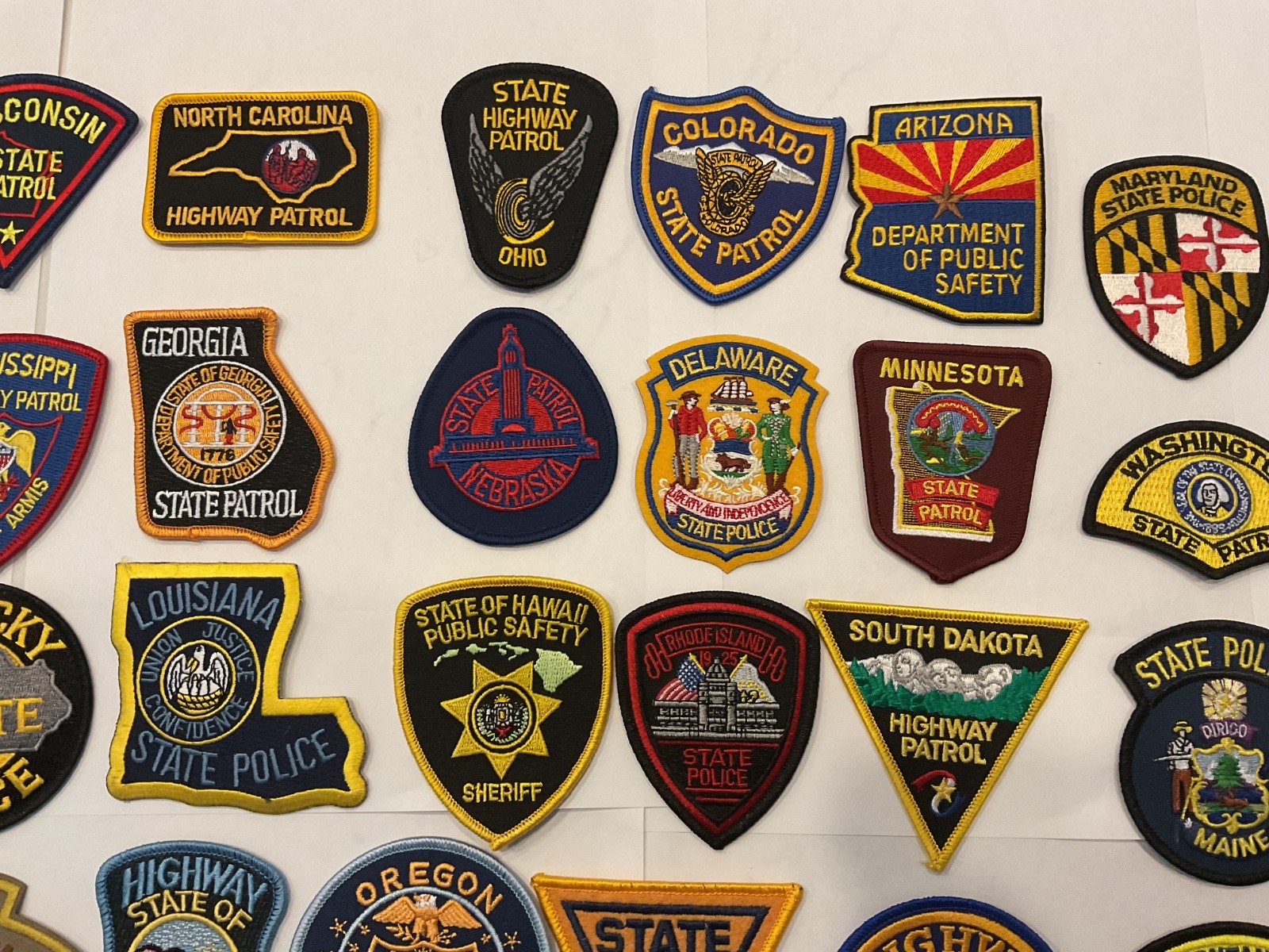Police collectors patch set 50 pieces state patches. All hat size smaller patch