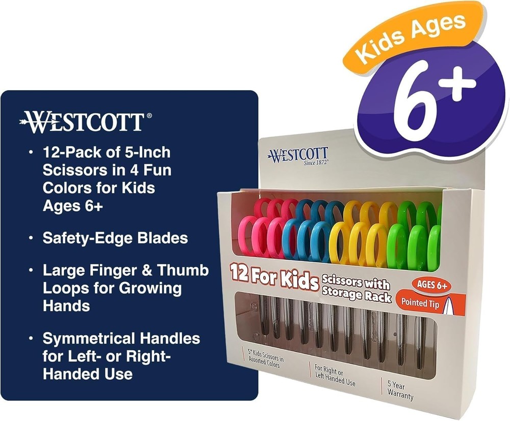 Back to School Essentials: 5-Inch Safety Scissors, 12 Pack