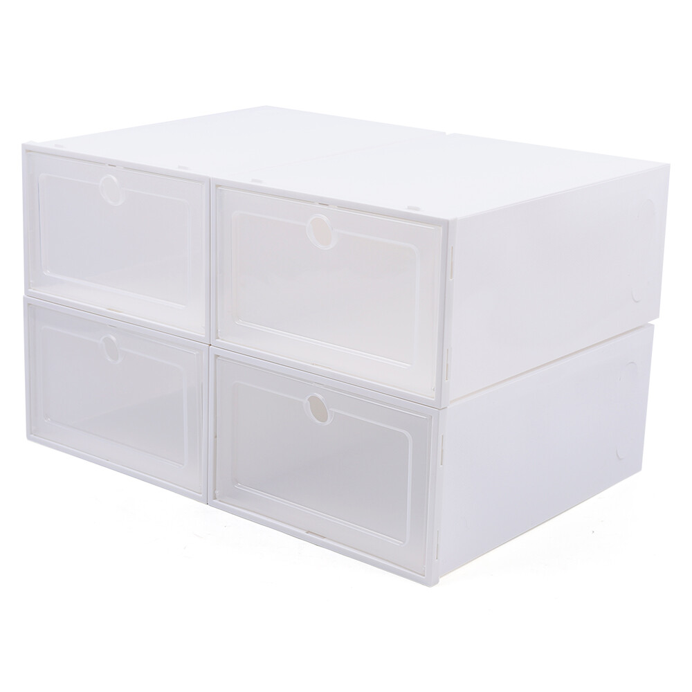 20/24Pcs Foldable Plastic Transparent Shoe Box Storage Clear Stackable Organizer