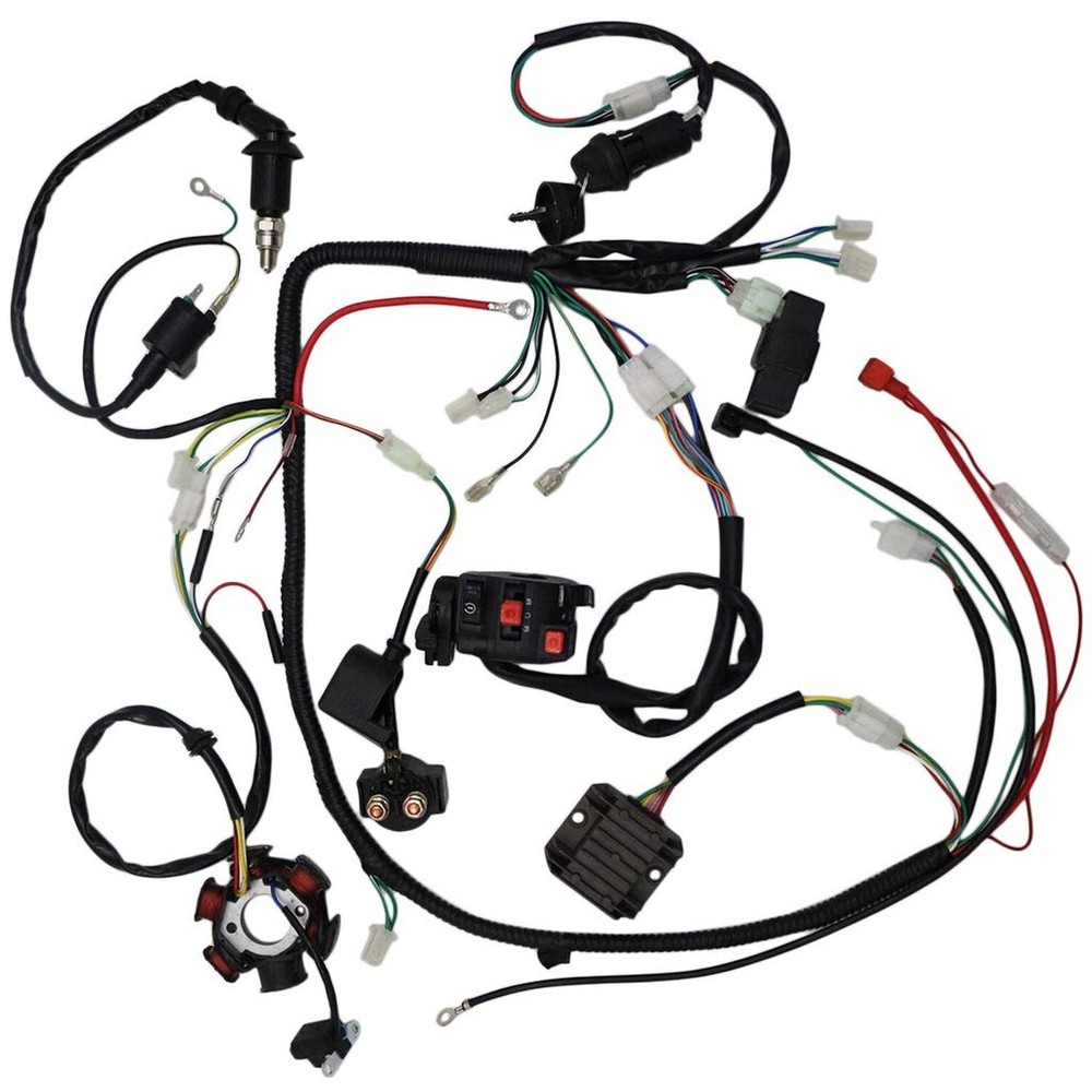 Complete Wiring Harness kit Electrics Wire Loom Assembly with Full Copper Wir...