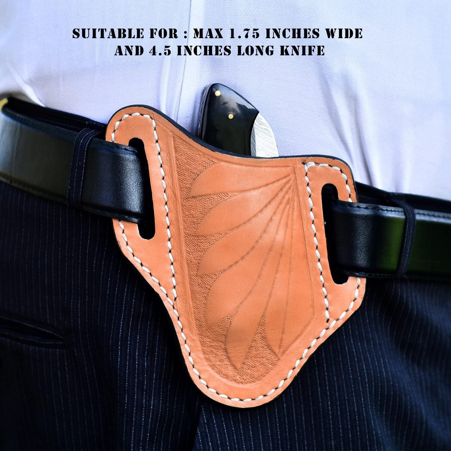 NEW FOLDING POCKET KNIFE SHEATH 4.5" LIGHT BROWN GENUINE LEATHER BELT CASE