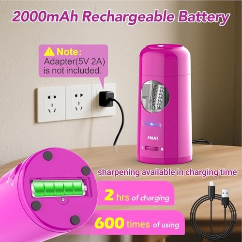 Electric Pencil Sharpener, Rechargeable Fully Automatic Pencil Purple