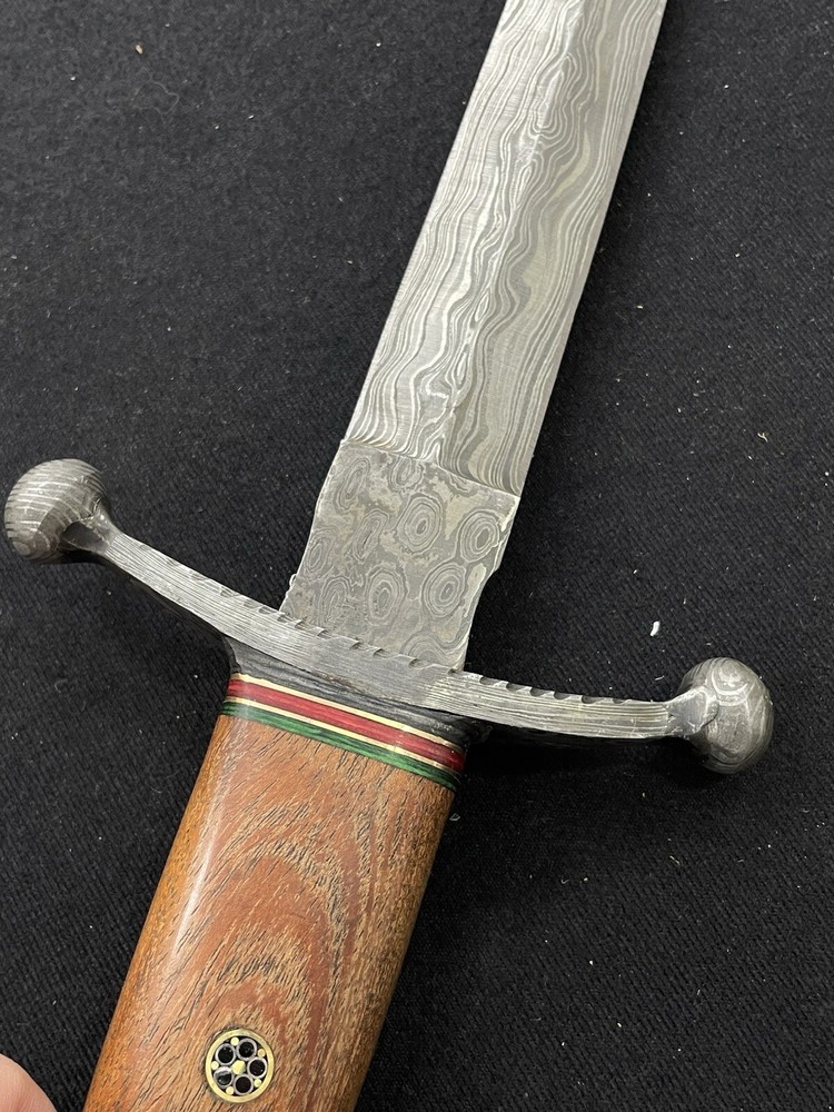 Custom Damascus Blade Dagger Knife with Sheath 9 1/4" Blade