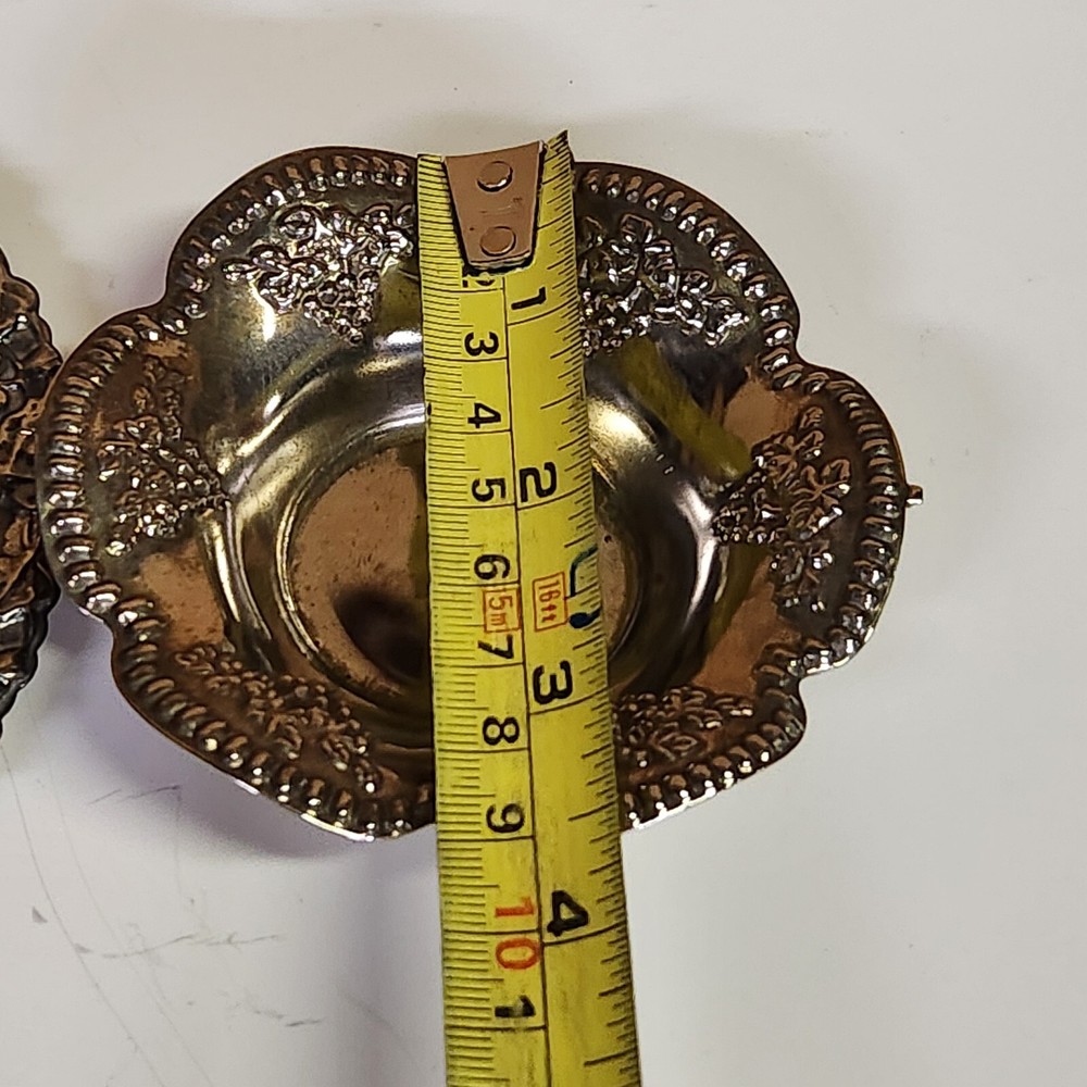 Two Small Silver Plated Trinket/ Dishes Grape Pattern Hong Kong