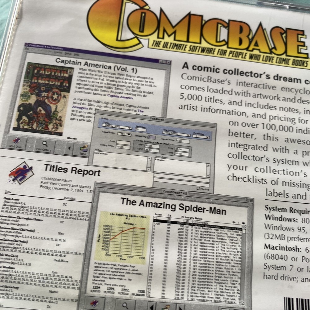 Super Rare 1999 COMICBASE 4 Computer Software Win 98 Mac Pc Software Good