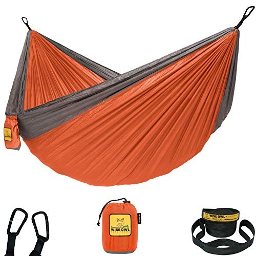 Camping Hammock – 500lbs Portable Hammock with Tree Single Orange & Grey