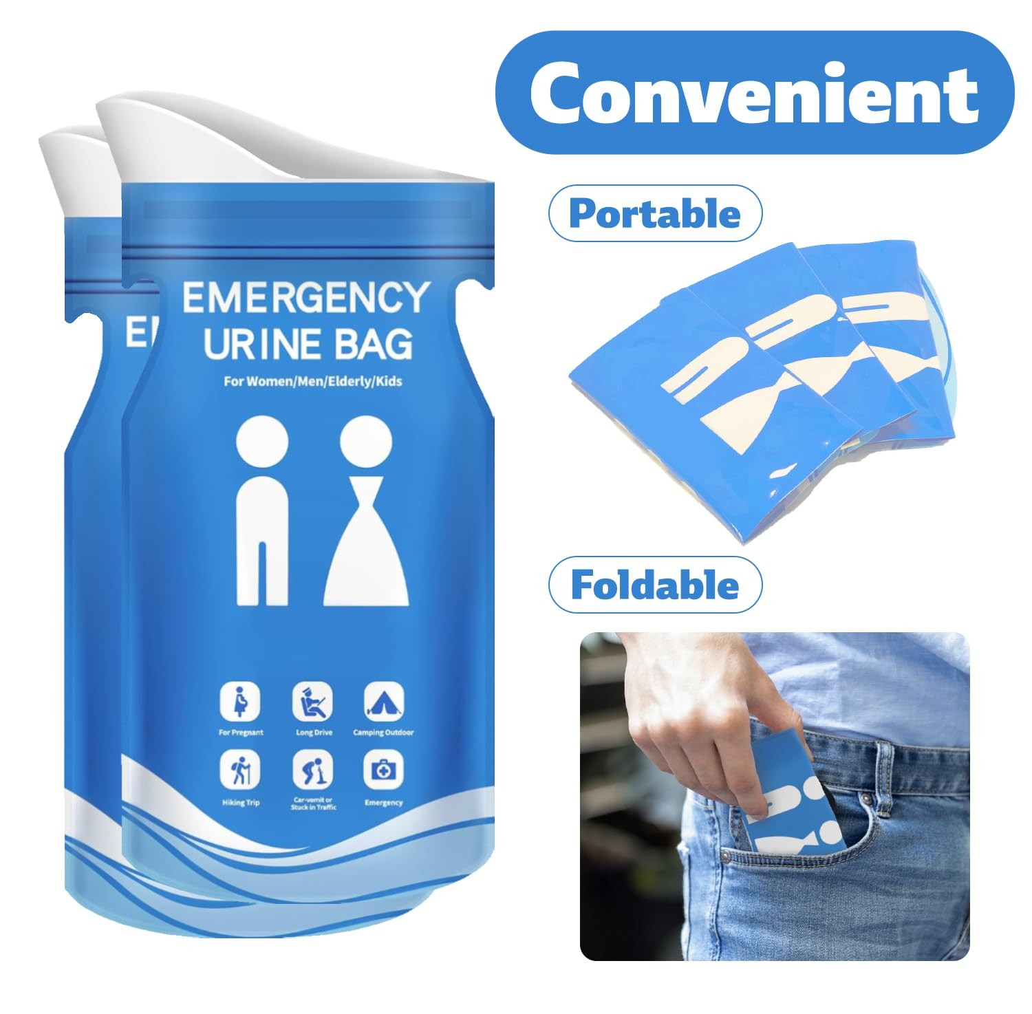 900CC Disposable Urine Bag, 12 PCS Emergency Portable Urinal Bags for Men/Wom...
