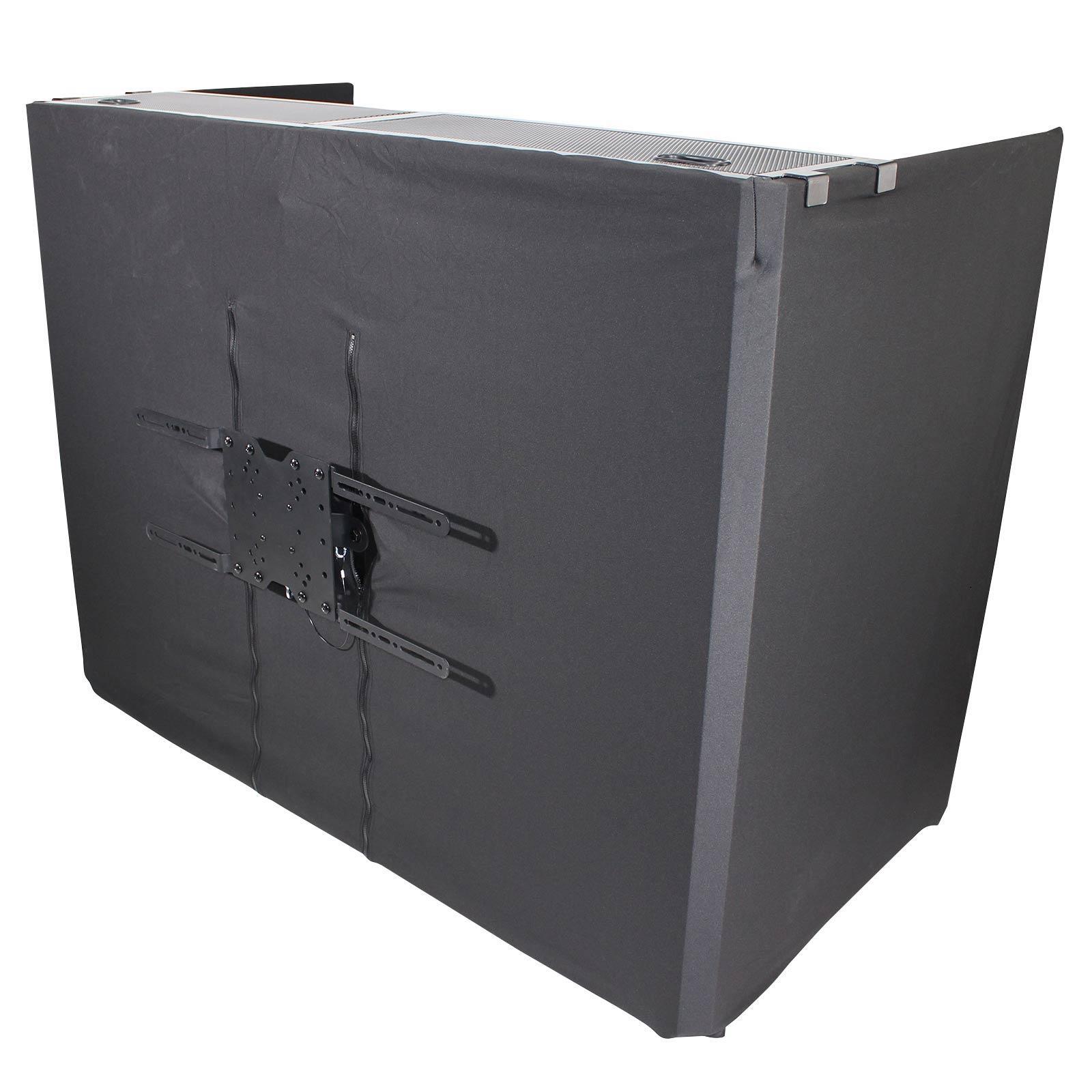 ProX XF-MESA MEDIA Portable DJ Facade Table Station with TV Mount, Scrims & Bag