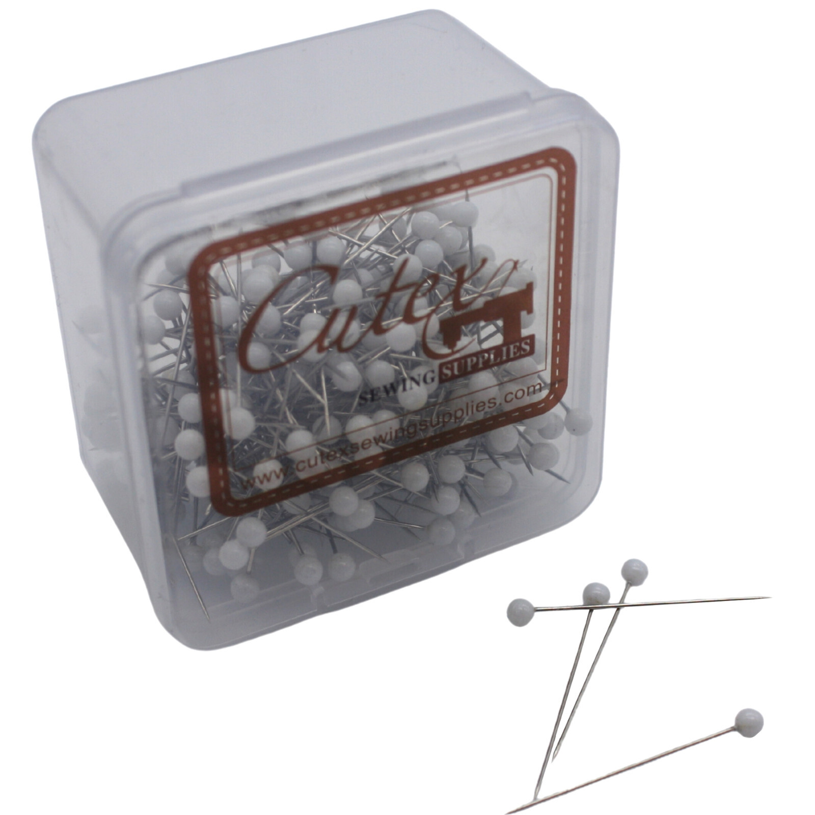 300 Pcs 1-3/8" White Ball Head Sewing Pins - Extra Fine Shaft