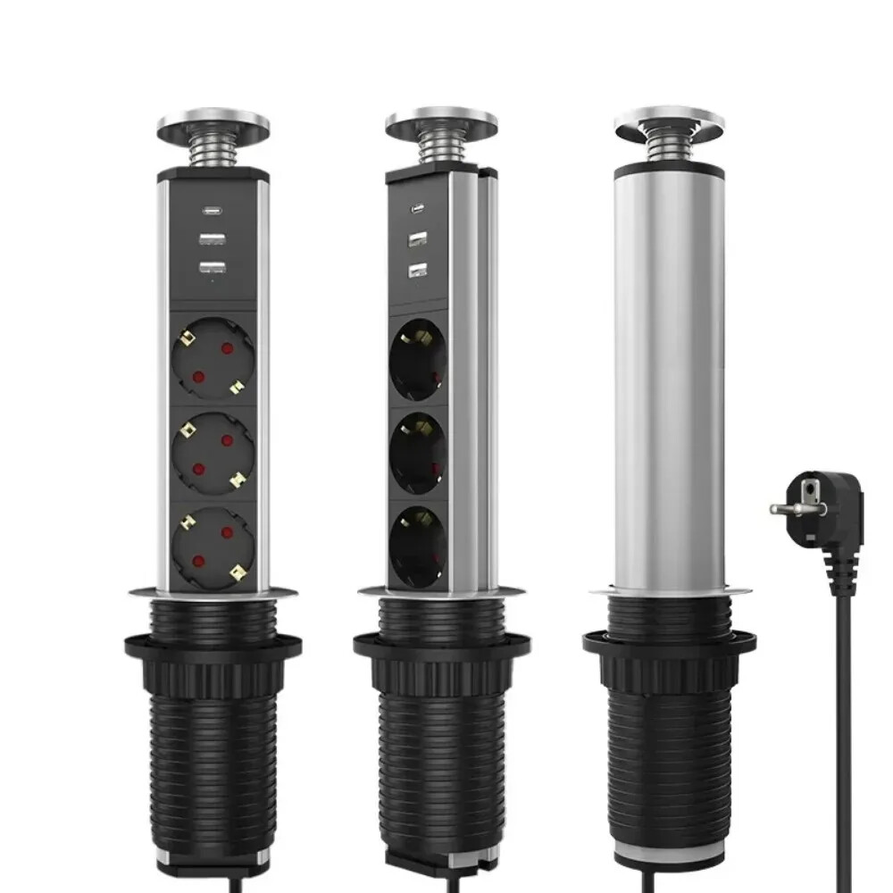 Melery Vertical EU Power Outlet Kitchen Pop Up Power Tabletop 2USB Type-C Socket