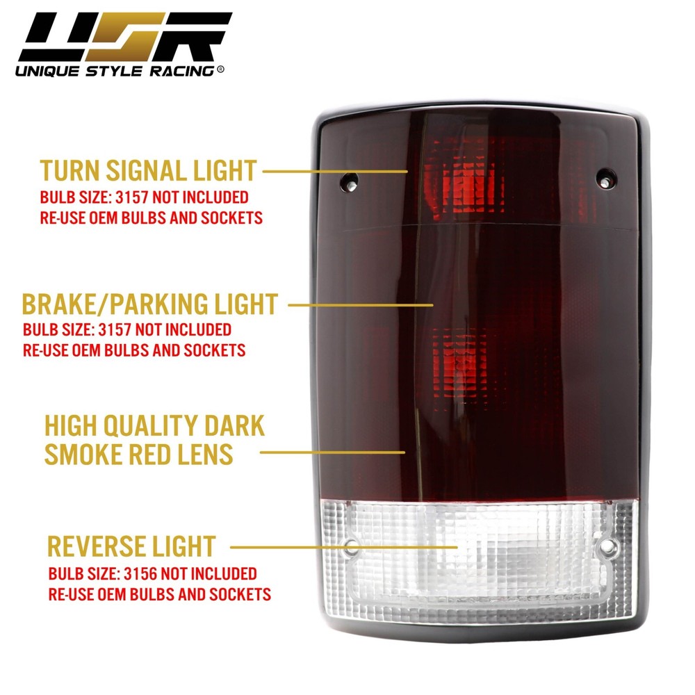 Dark RED/SMOKE Tail Light For 00-06 Ford Excursion / 95-14 E-150 E-250 E-350 Van