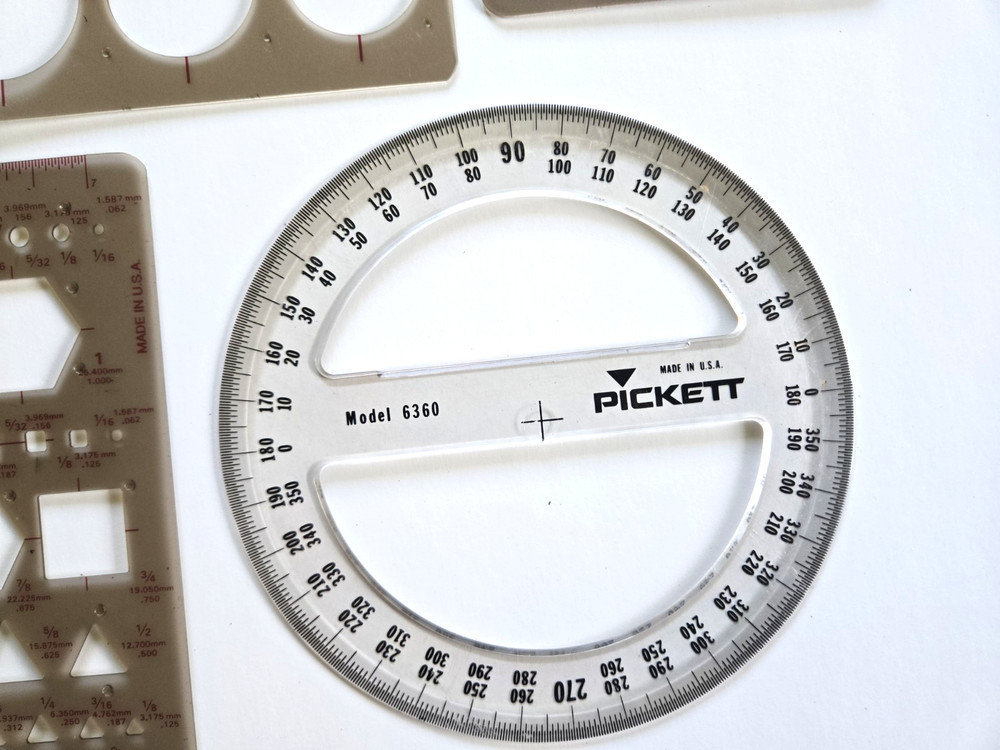 4 Vintage Pickett Inking Drafting Templates General Purpose & Circles