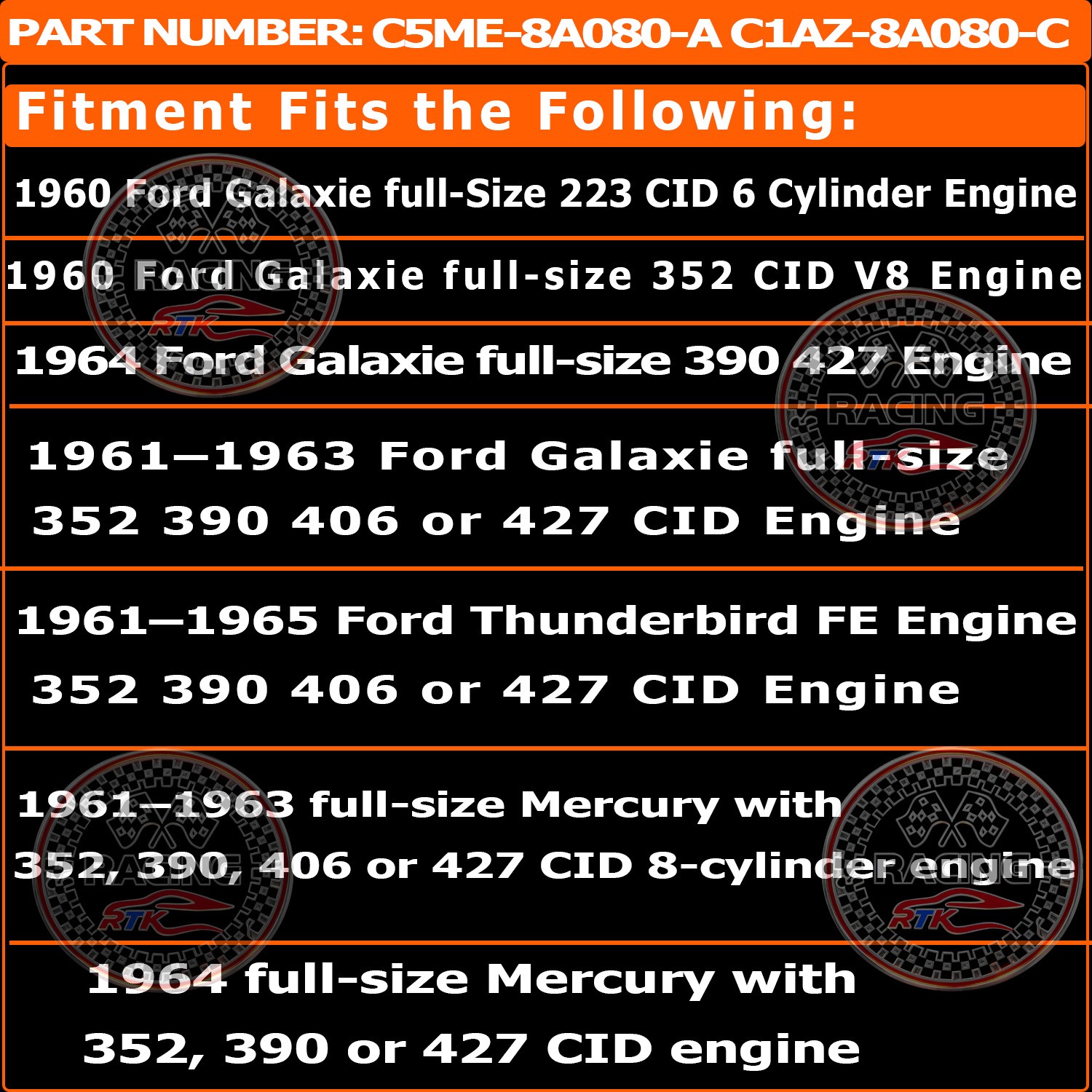 Coolant Reservoir Radiator Surge Tank 60-64 FORD GALAXIE THUNDERBIRD FE 390 ENG