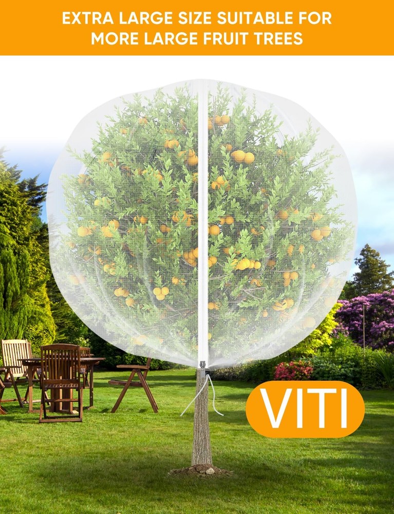 Fruit Tree Netting for Cicadas - with 2Pcs 8Ftx5.3Ft Zipper&Drawstring Protec...