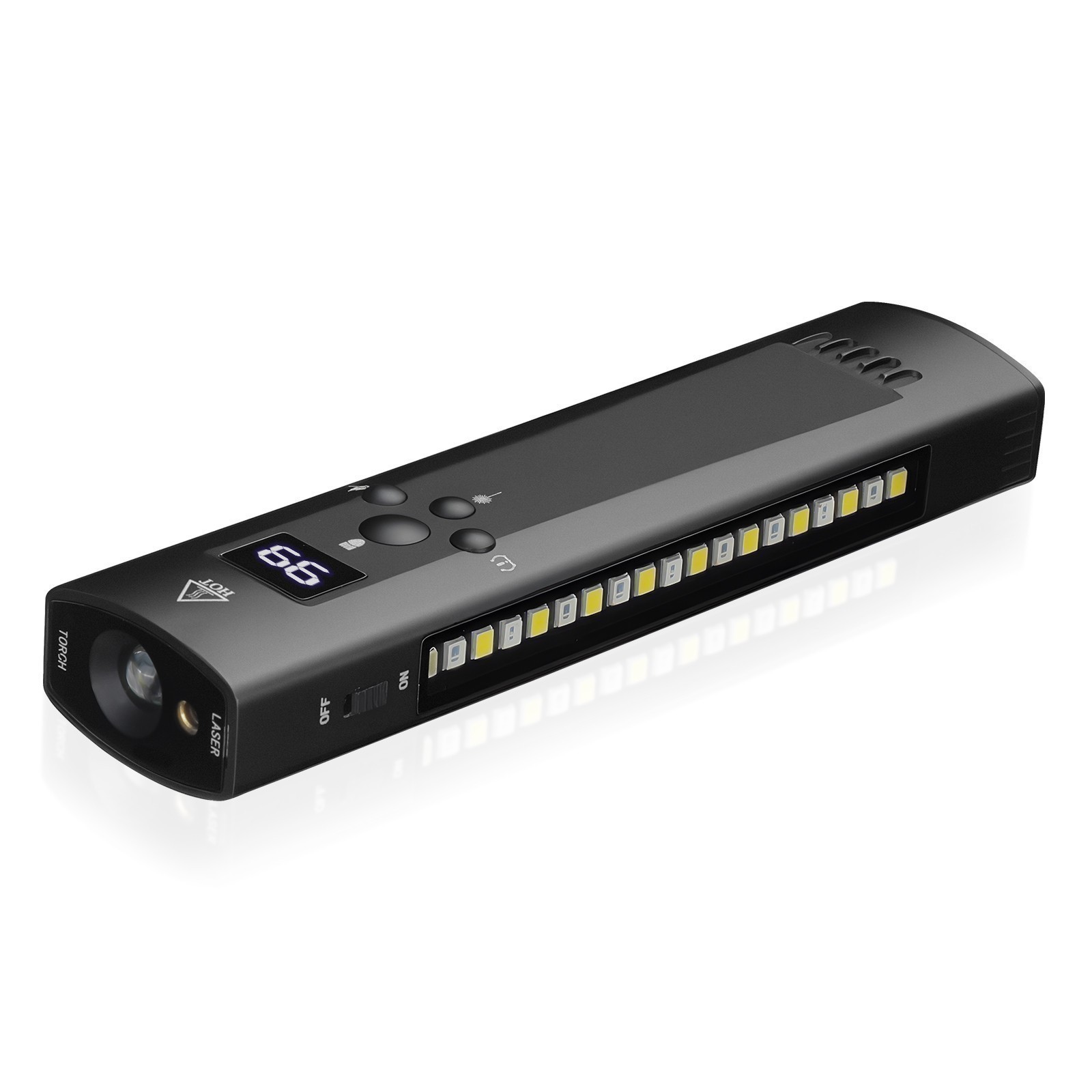 Pro Flat EDC Flashlight with LED Light, UV Light and Laser 1200 Lumens
