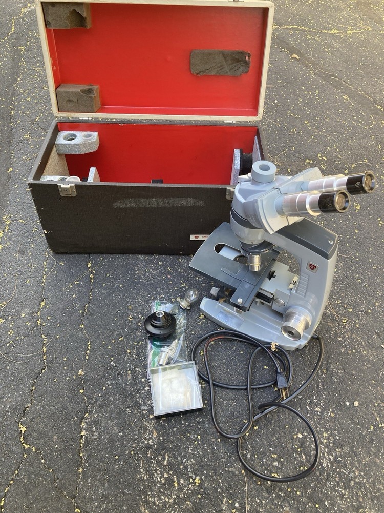 American Optical binocular compound Microscope with Power Cord And LENSE