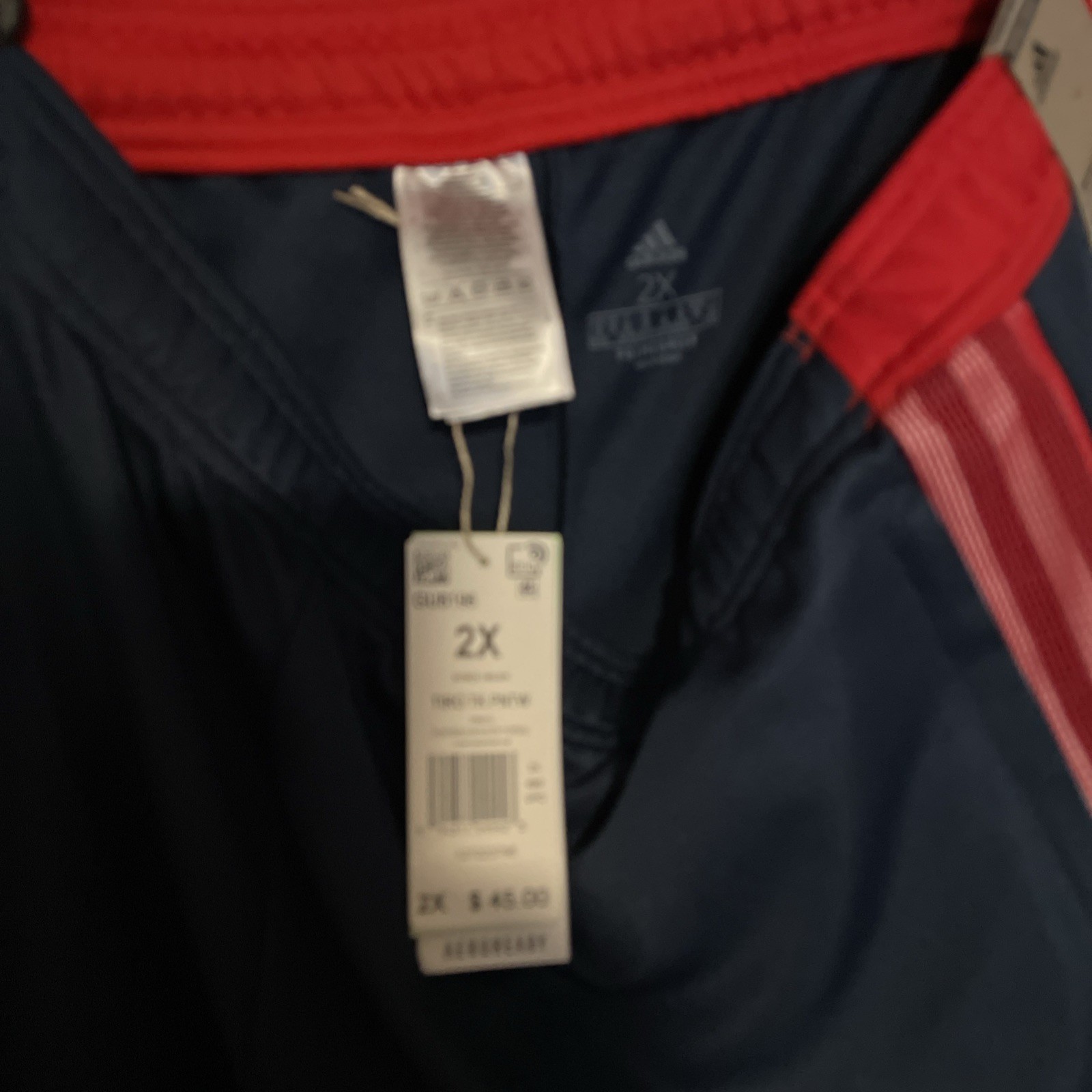 NWT ADIDAS Tiro Track pant, standard length, blue with white & red, size 2X