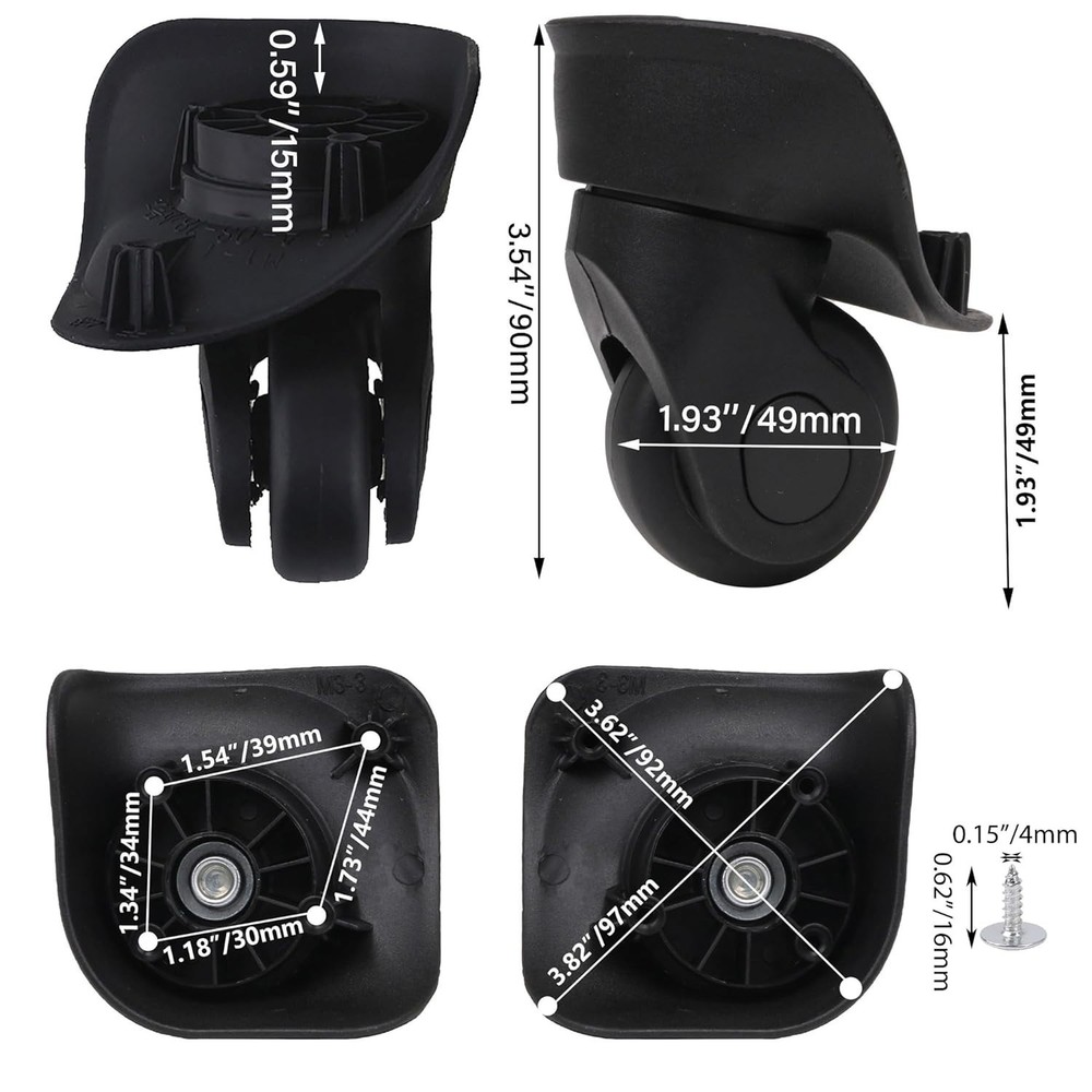 Silent Swivel Wheels for Multi-Surface Suitcases