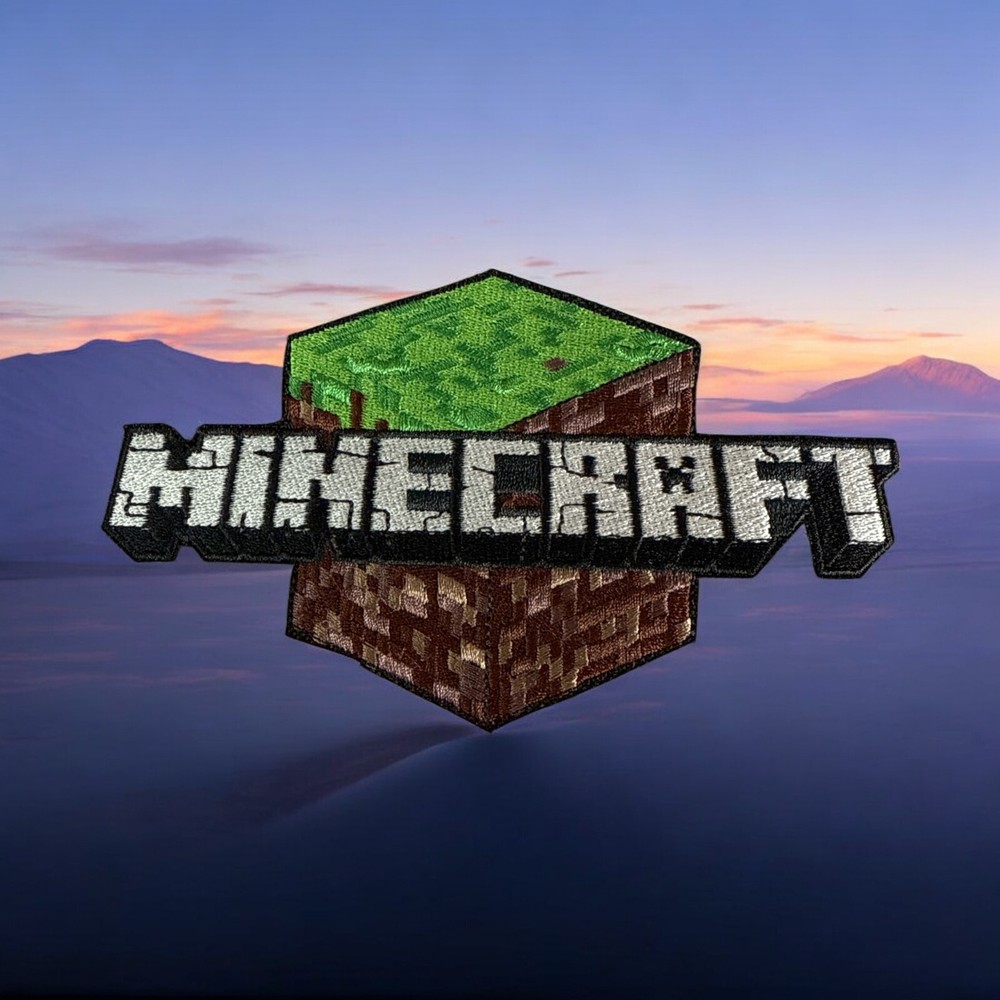Minecraft Cube Embrodery Patch 6" X 3.34"