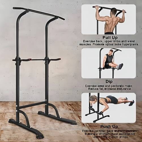 Power Tower Workout Dip Station Pull Up Bar, Height Adjustable Multi-Function