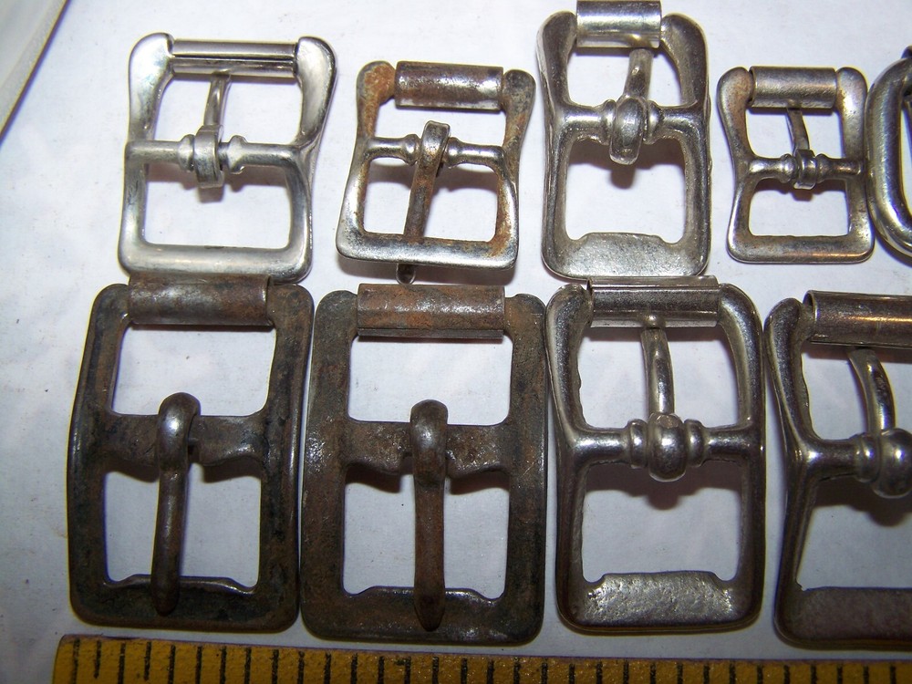 NOS Vintage Rectangular Single Double Prong Roller Buckle for Leather Strap