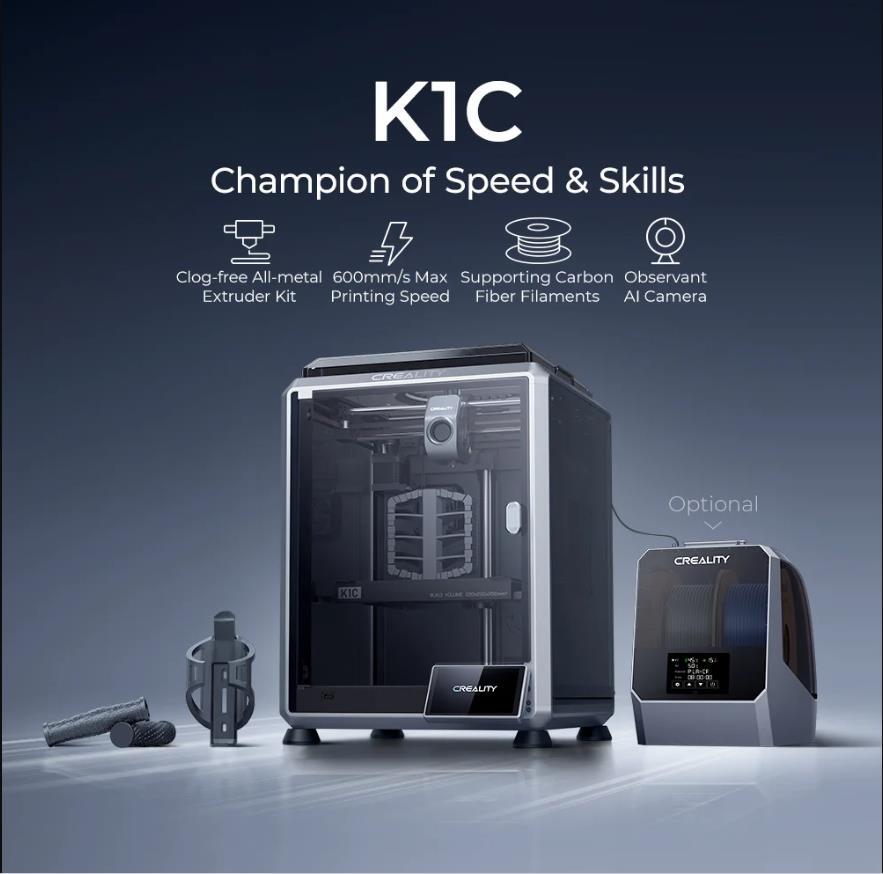 Creality K1C 3D Printer 600mm/s Fast Printing Speed Auto Leveling and AI Camera